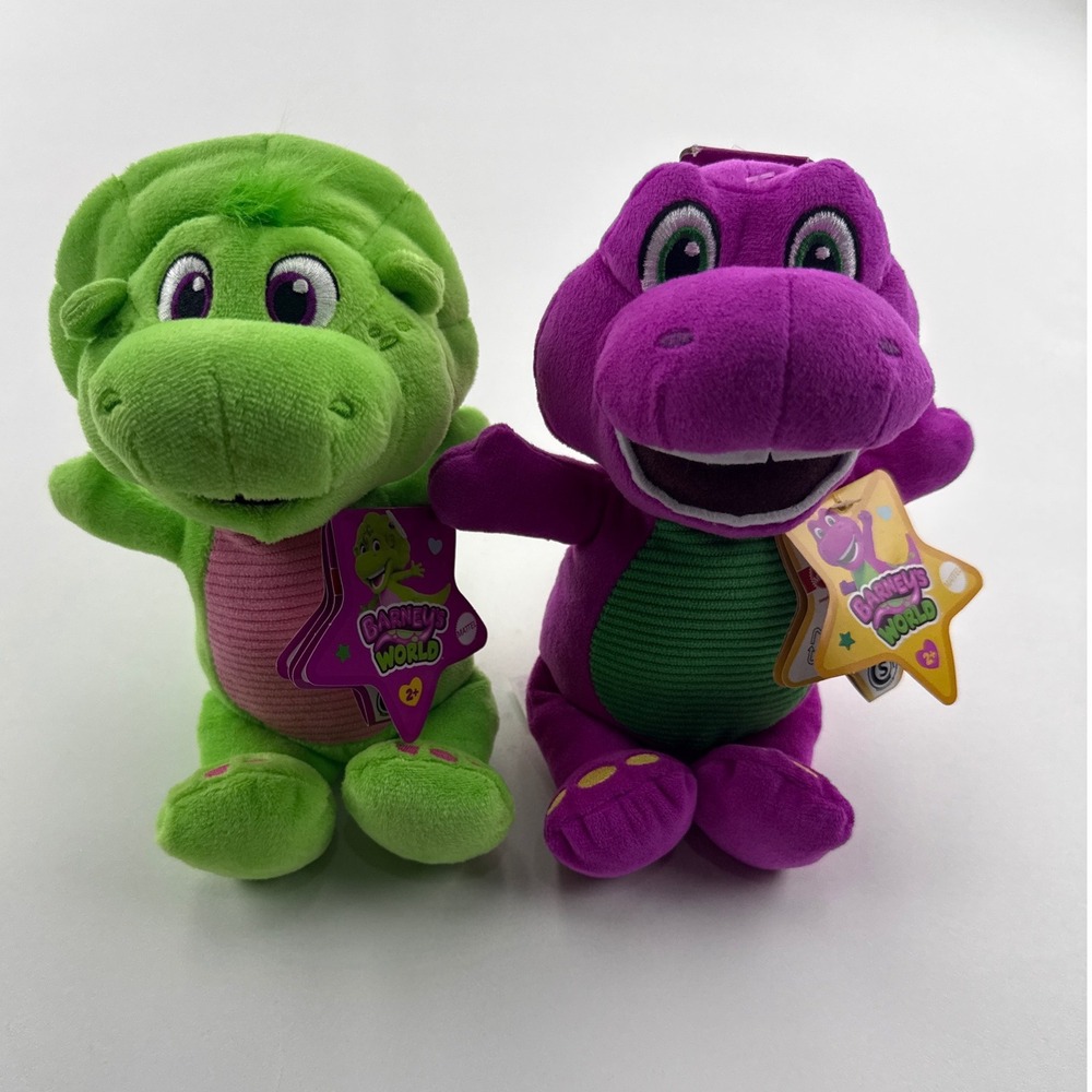 Fisher Price Barney World Plush Set Barney and Baby Bop Stuffed Animals 2024 NEW